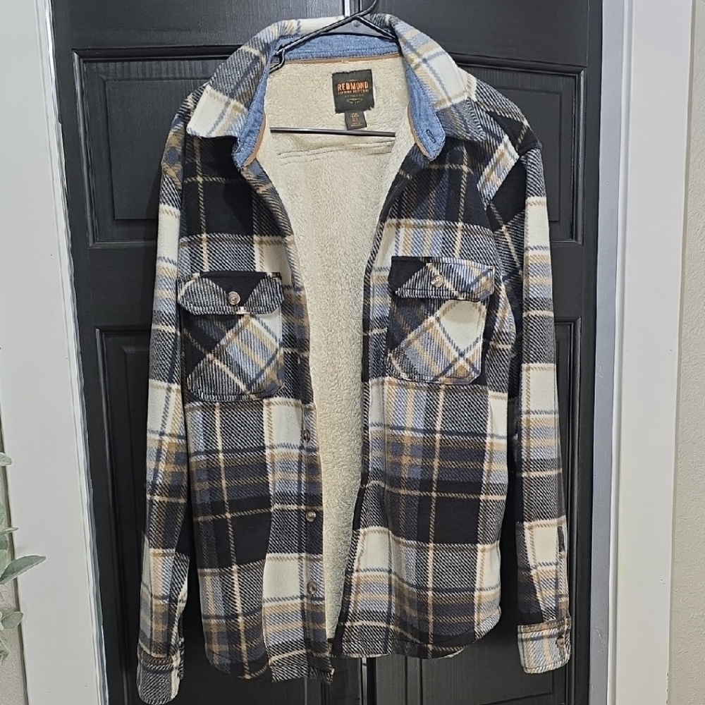 Black, Cream & Blue Plaid Jacket